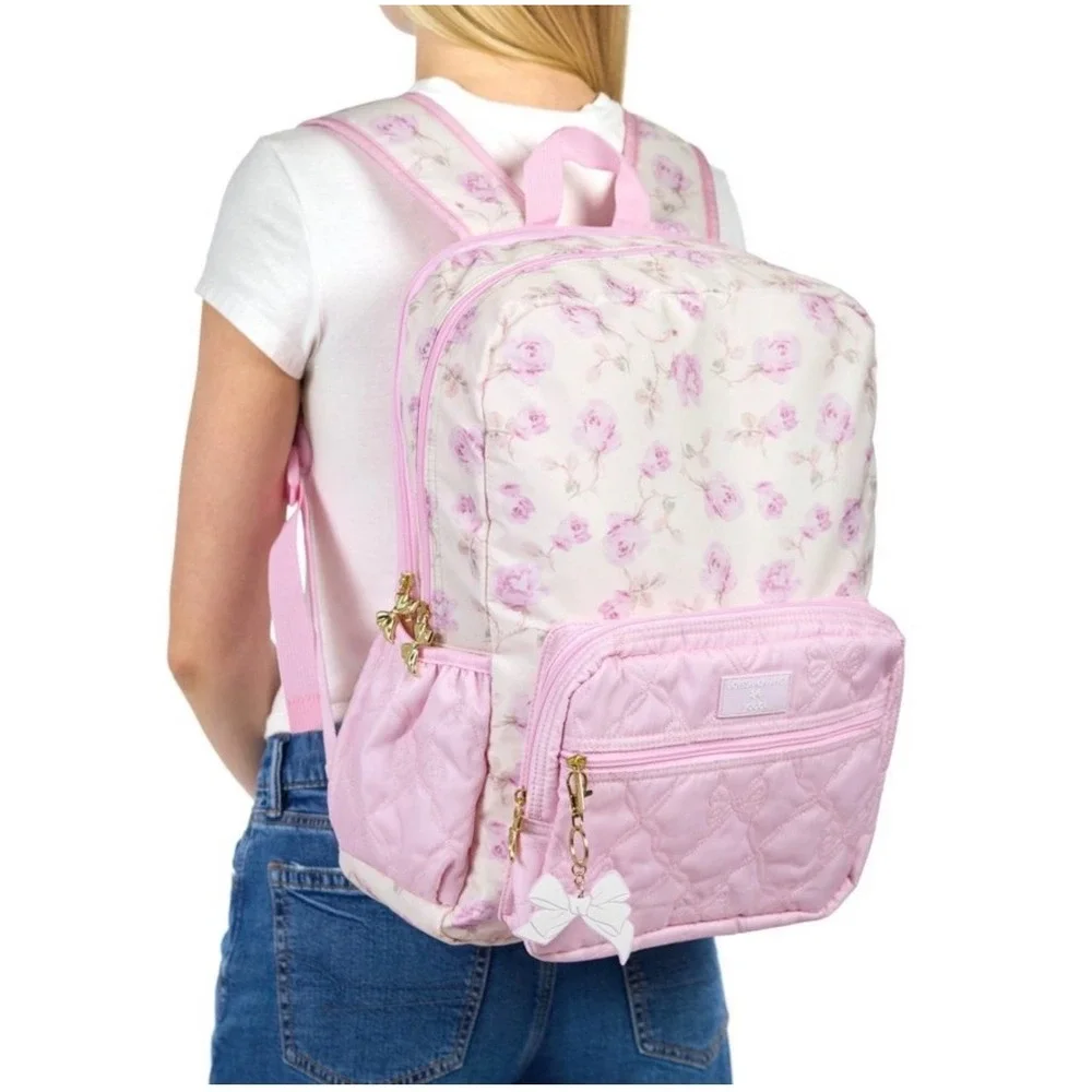 LoveShackFancy Target Yoobi Backpack and Lunch Bag Set Ribbon Rosa Floral Pink